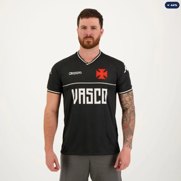 Camisa Kappa Vasco Supporter Bicolor Preta