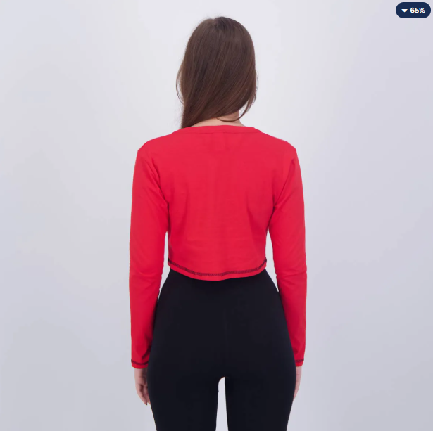 Cropped Manga Longa Flamengo Heath Feminino Vermelho