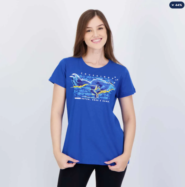 Camisa Cruzeiro Ontem Hoje e Sempre Feminina Azul