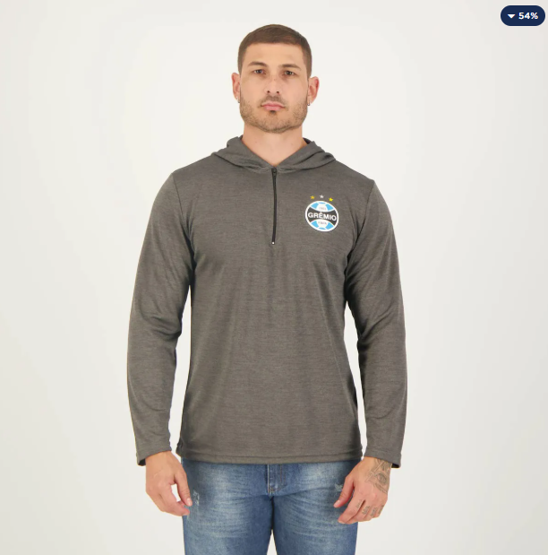 Blusão Grêmio Hoodie Grafite Mescla